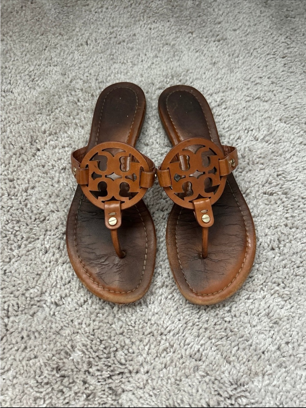 Tory Burch Brown Leather Miller Sandals